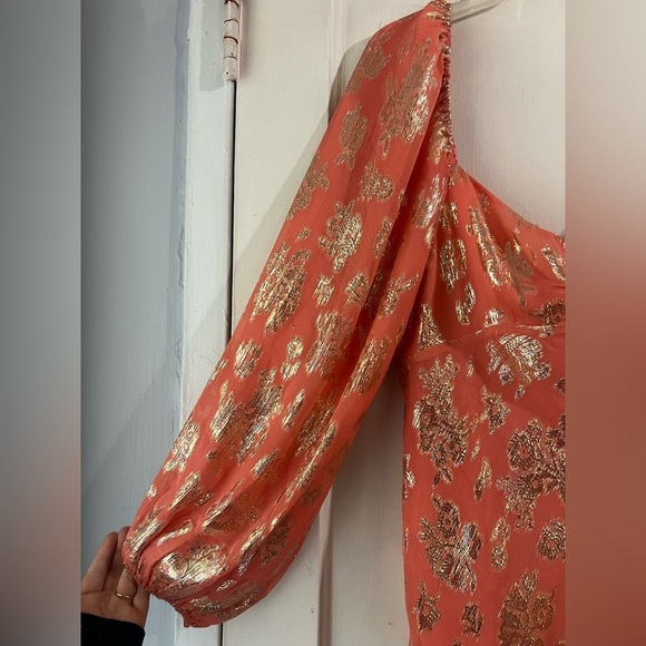 NWT RIXO Paris Silk Mini Dress in Lily Metallic Coral XL or US 12 - Picture 8 of 16